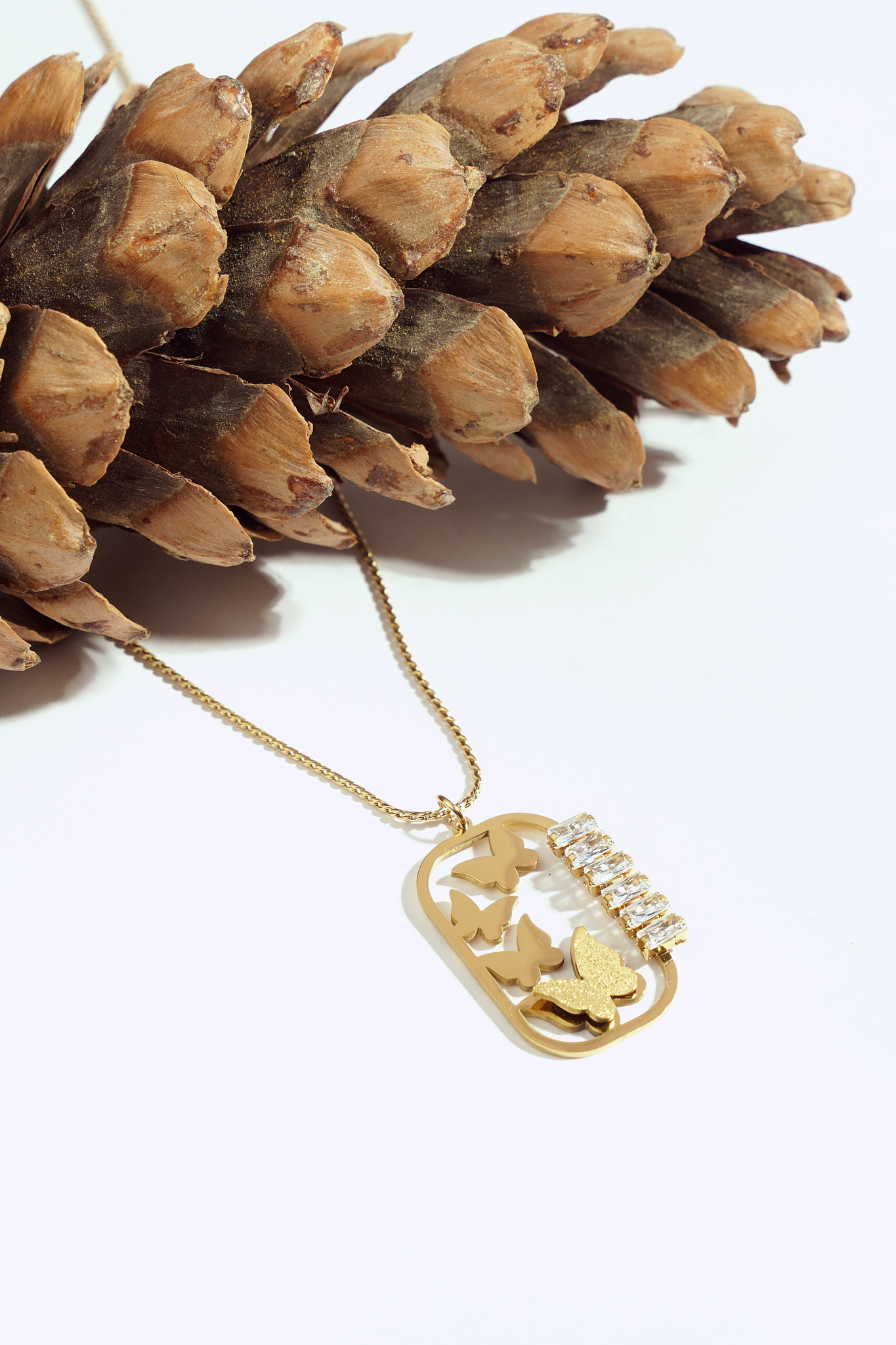 Gold Butterfly-themed Pendant Necklace
