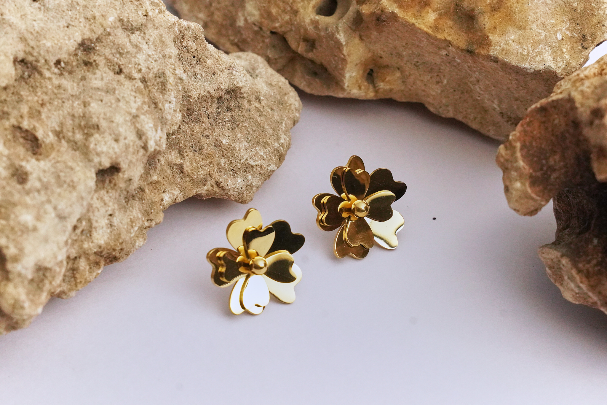 Gold Flower Stud Earrings