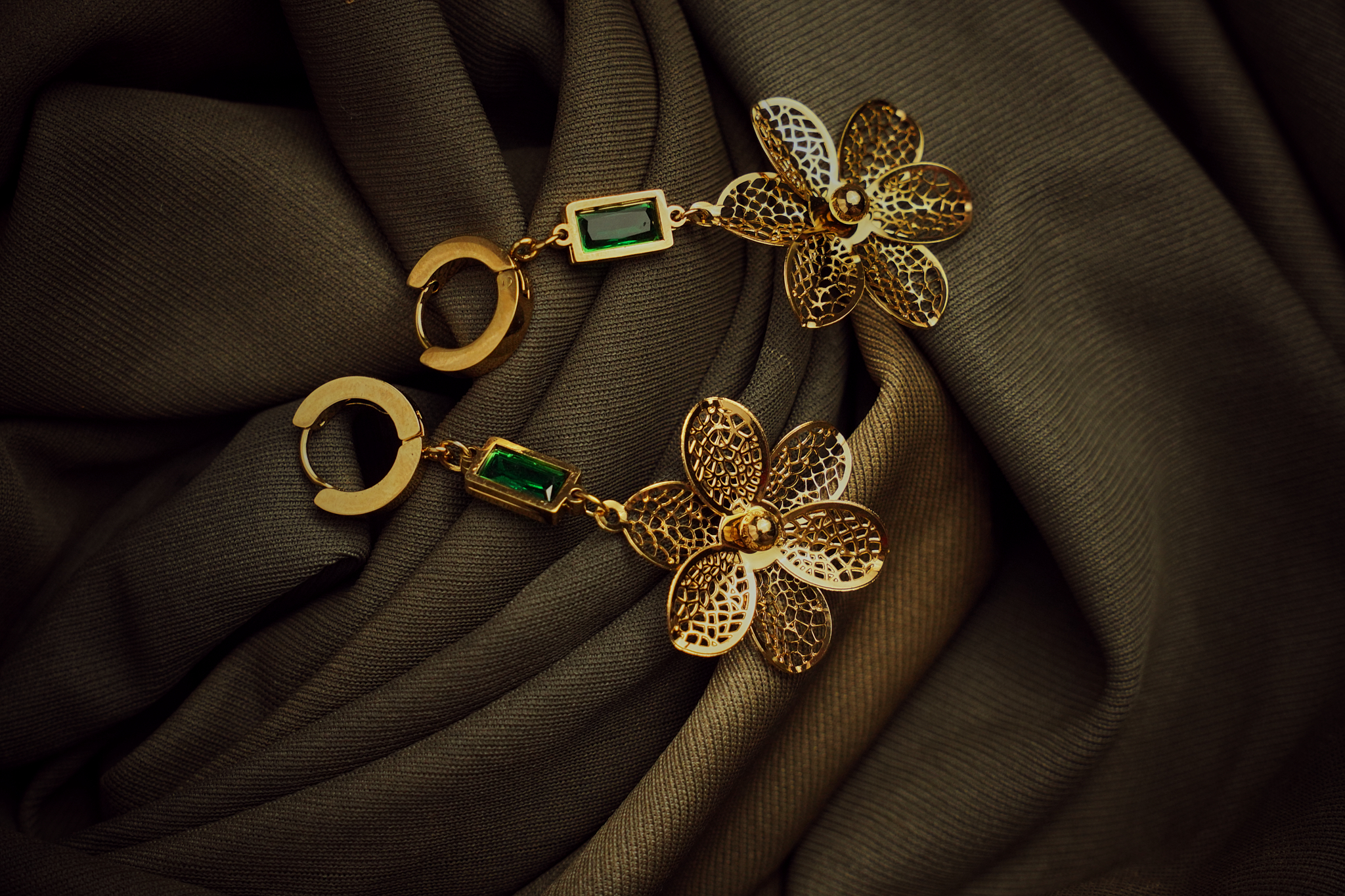 Gold Filigree Flower Earrings