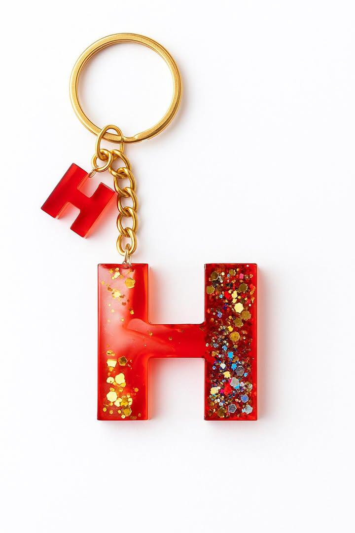 Handmade Resin Keychain Alphabet A 