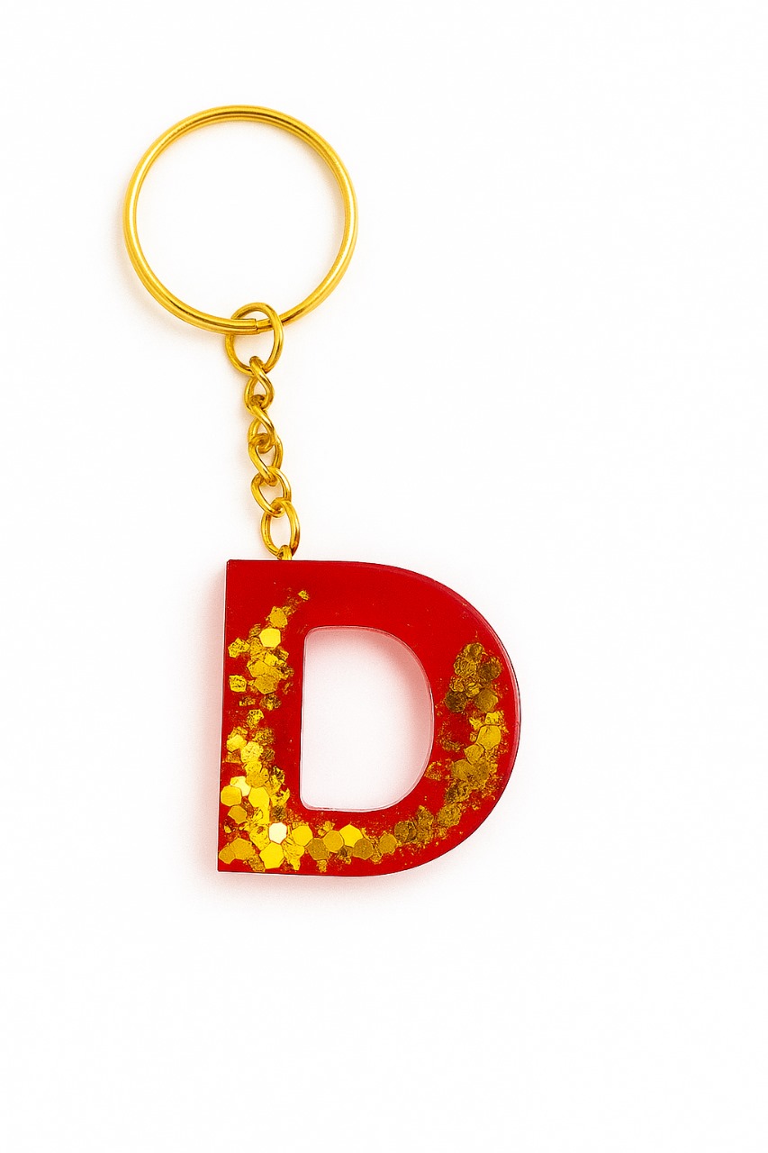 Handmade Resin Keychain Alphabet D