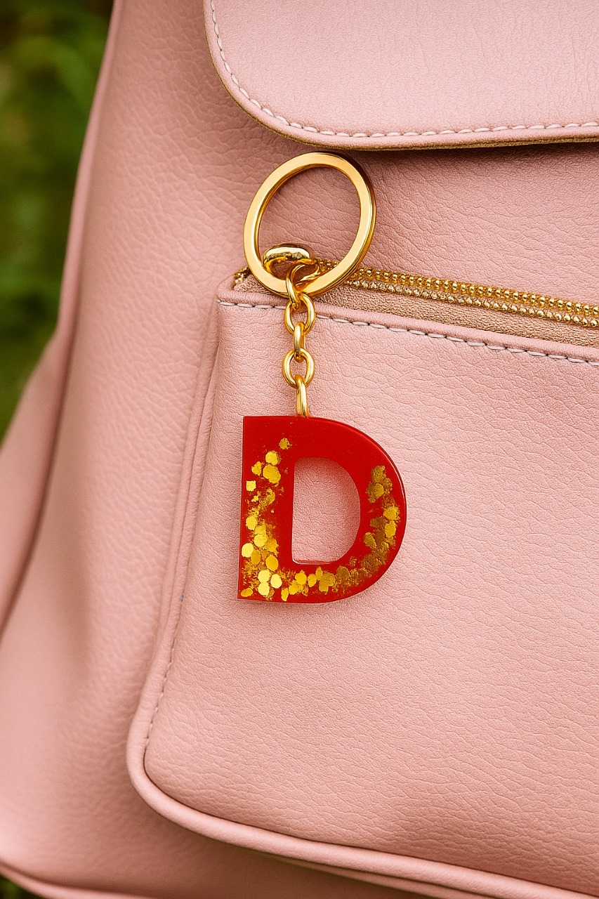 Handmade Resin Keychain Alphabet D
