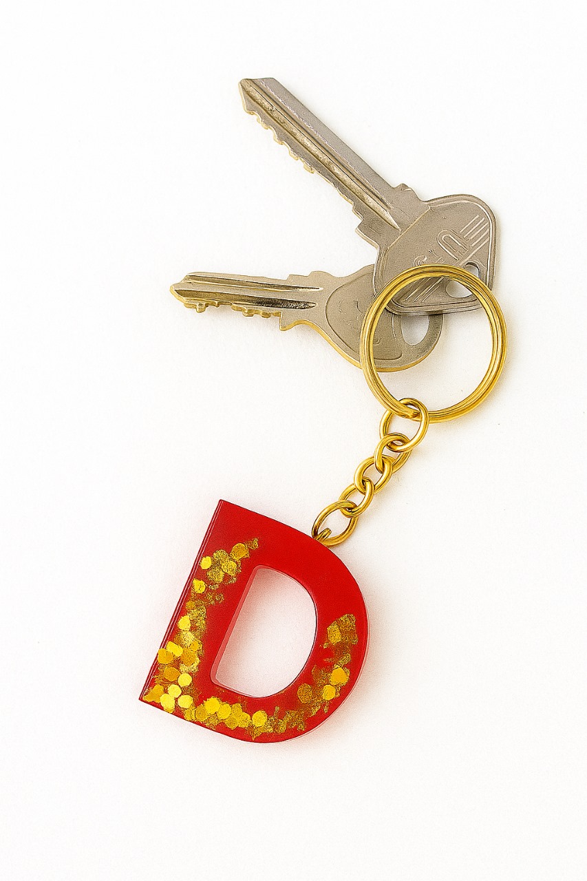 Handmade Resin Keychain Alphabet D