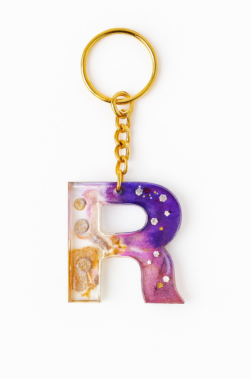 Handmade Resin Keychain Alphabet R