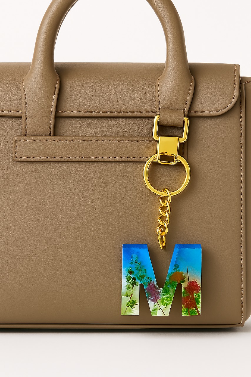 Handmade Resin Keychain Alphabet M 