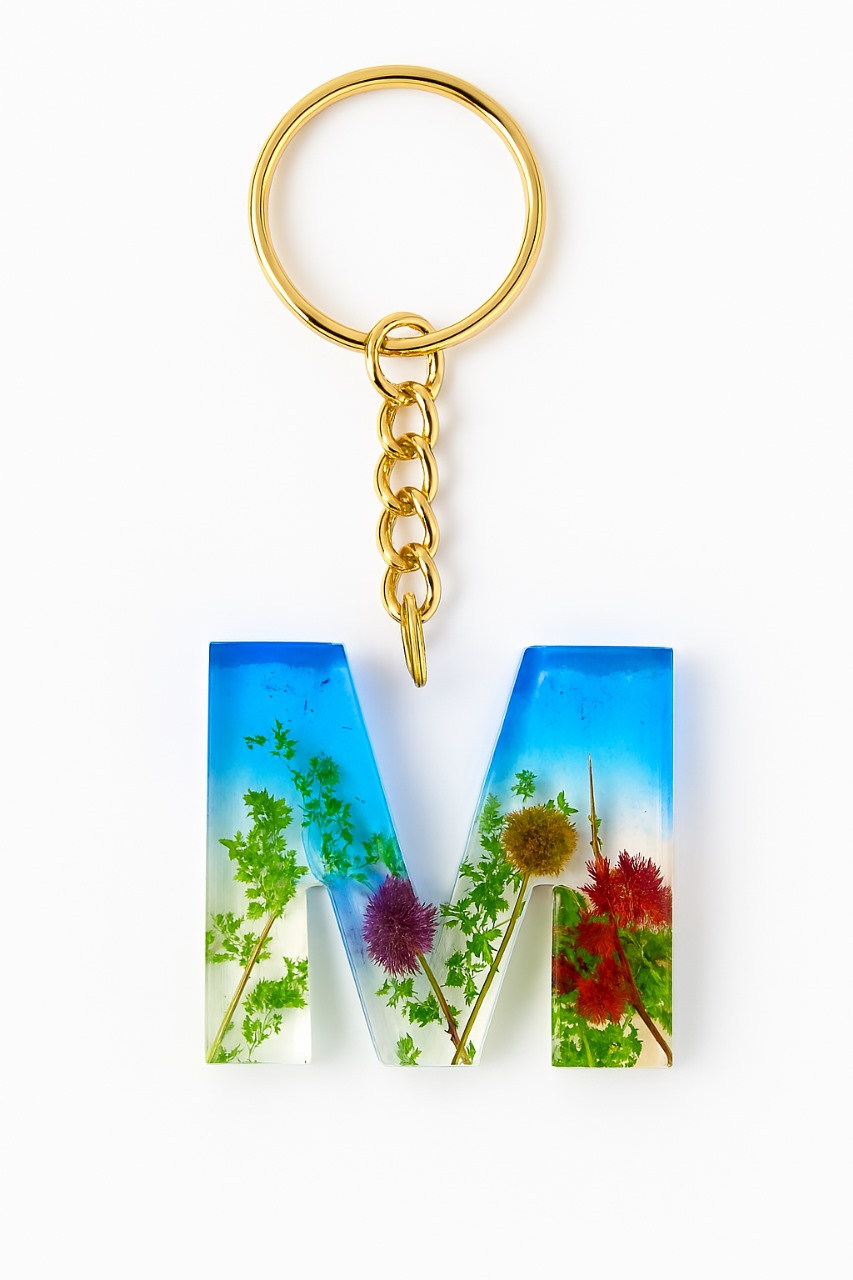Handmade Resin Keychain Alphabet M 