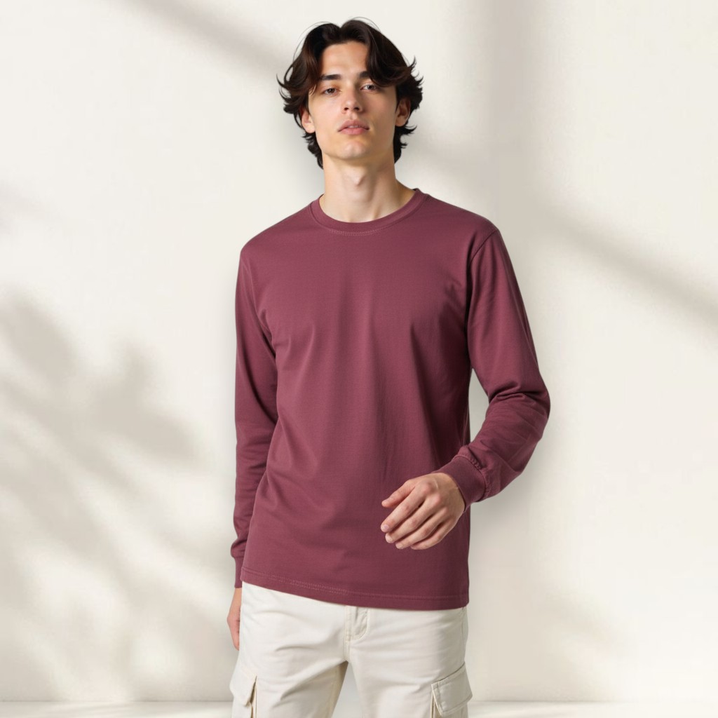 Men's 100% Cotton Long Sleeve T-shirt