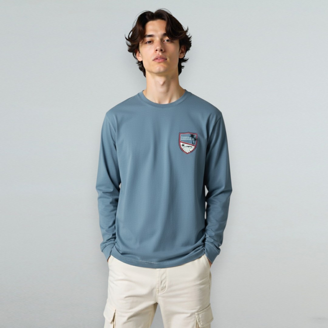 Garment-Dyed Premium Jersey Long Sleeve Graphic T-shirt
