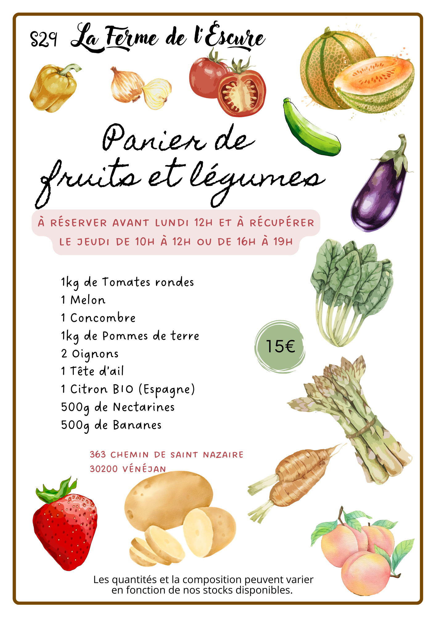 Panier de fruits et légumes