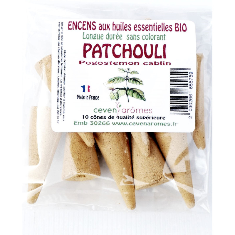 Sachet encens cônes patchouli x10
