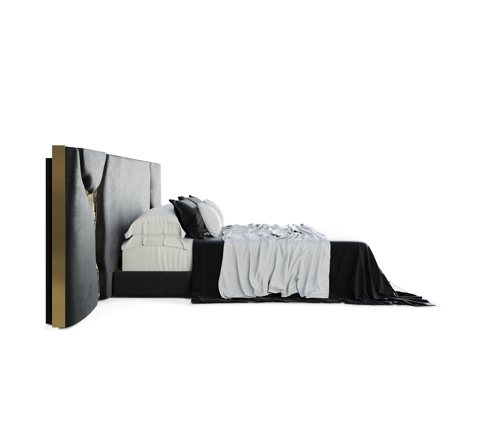 Luxury Black and Gold Headboard Bed