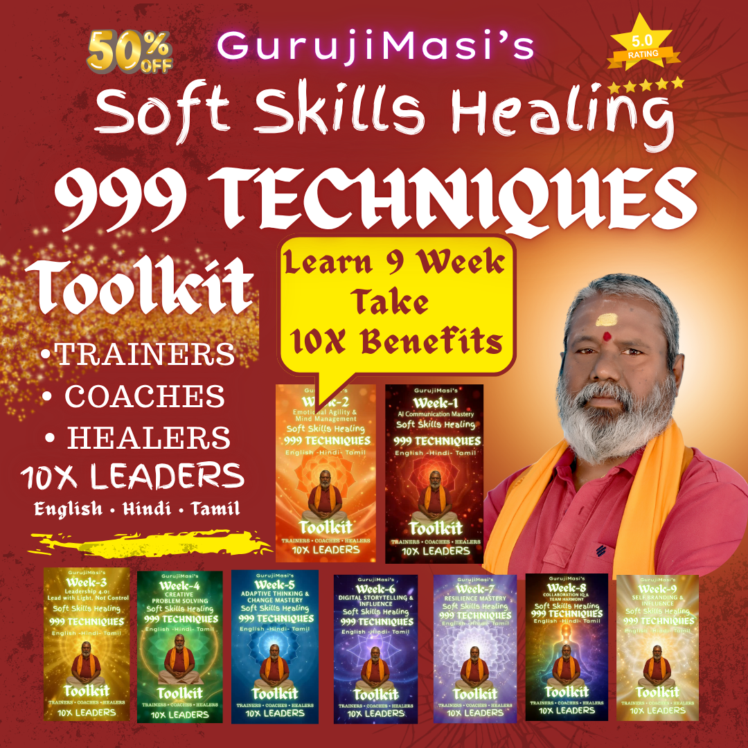 🌟  GurujiMaSi’s Soft Skills Healing – 999 Techniques Toolkit Learn 9 Weeks • Take 10X Benefits