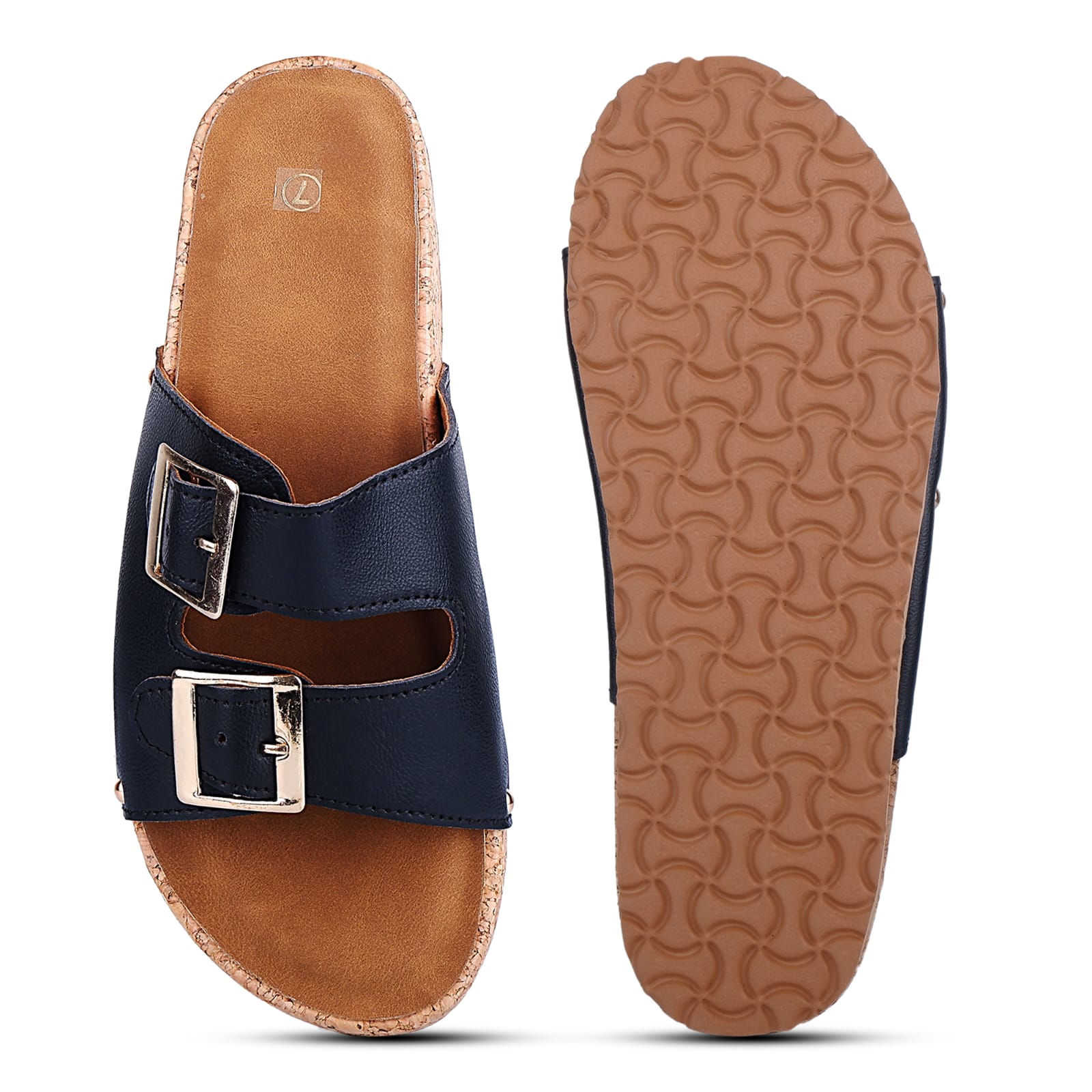 Black Buckle Cork Sandals