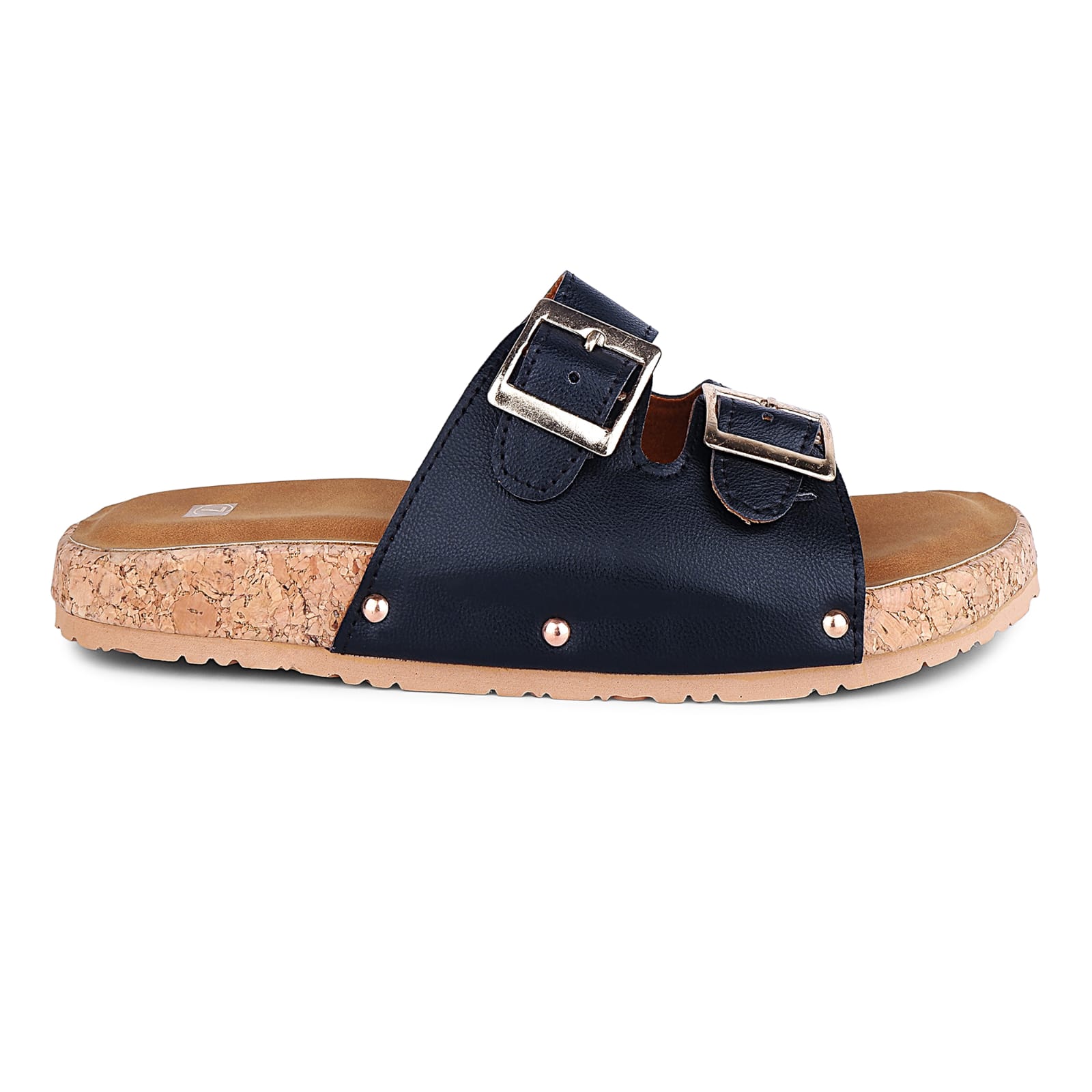 Black Buckle Cork Sandals