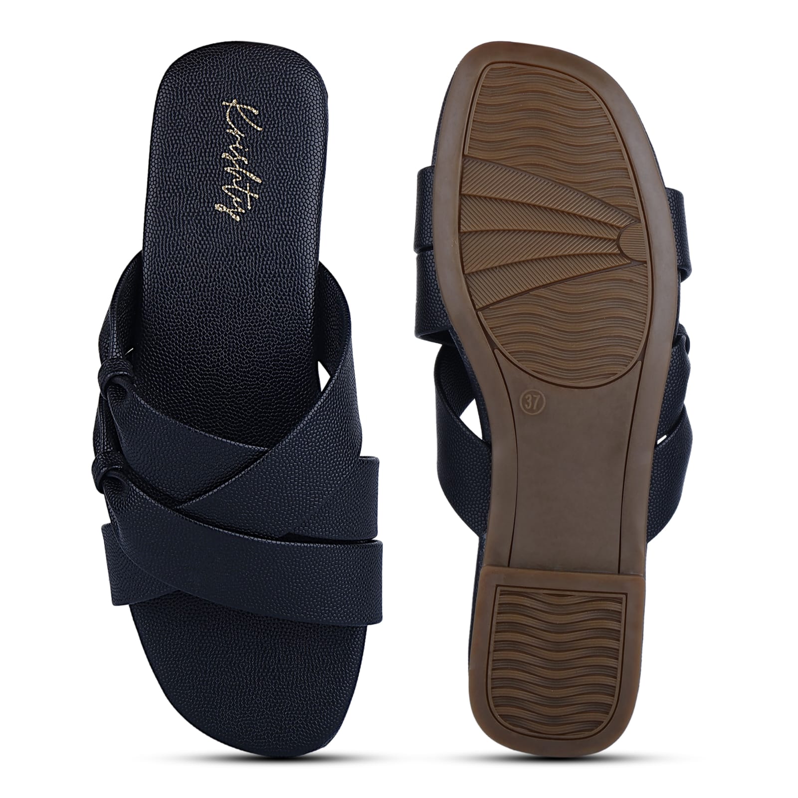 Black Cross-Strap Sandals