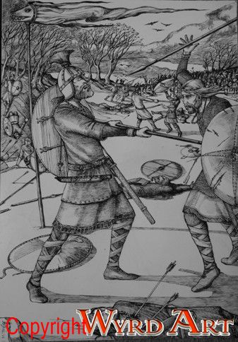 King Penda in battle. Art Print