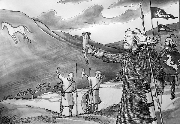 The carving of White Horse . Art print