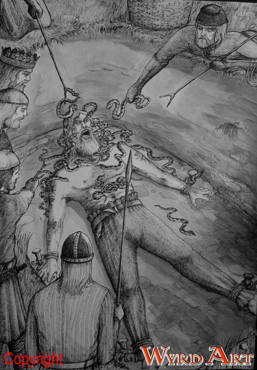 Ragnar in the snake pit. Art Print