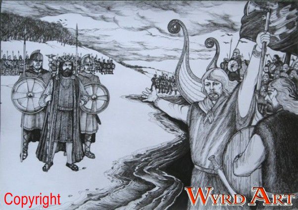 Hengist and Horsa arrive with 3 ships..Art print