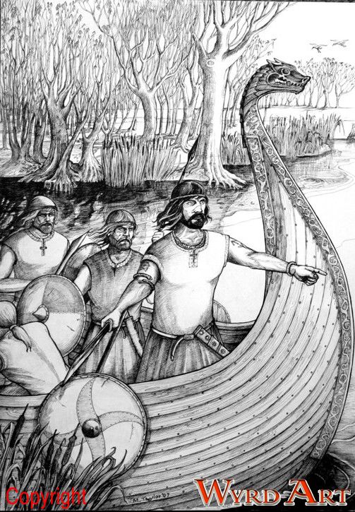 Aelle arrives to found Sussex. Art print