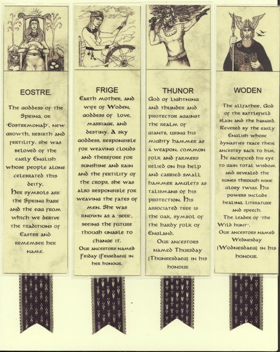 Set of Anglo-Saxon Gods Bookmarks