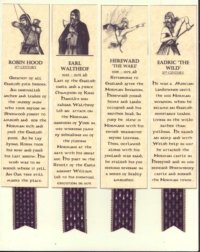 Set of English Resistance heroes Bookmarks