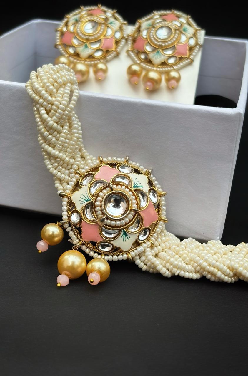 Traditional Pearl and Kundan Jewelry Set