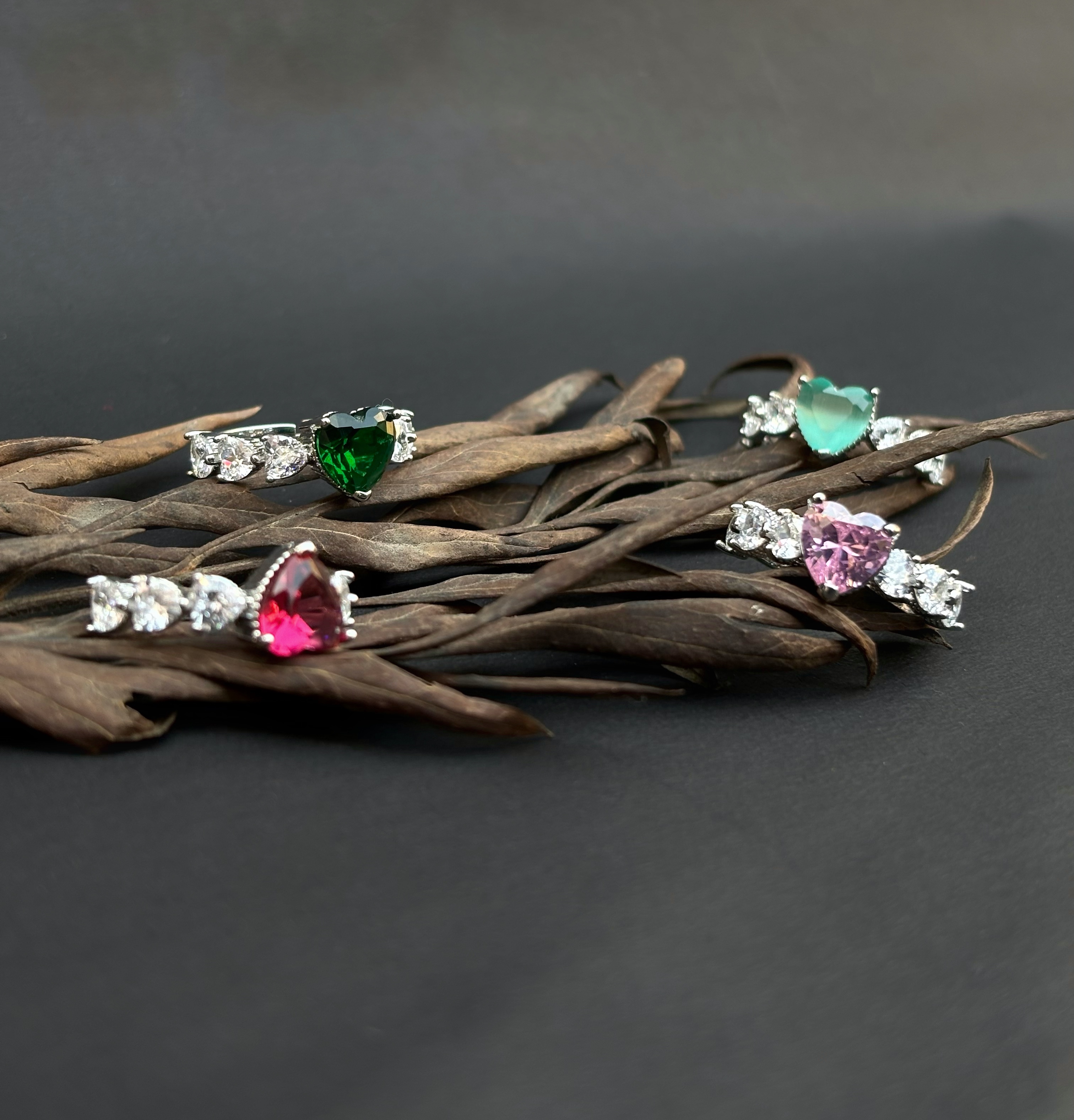 Elegant Gemstone 4 Silver Rings