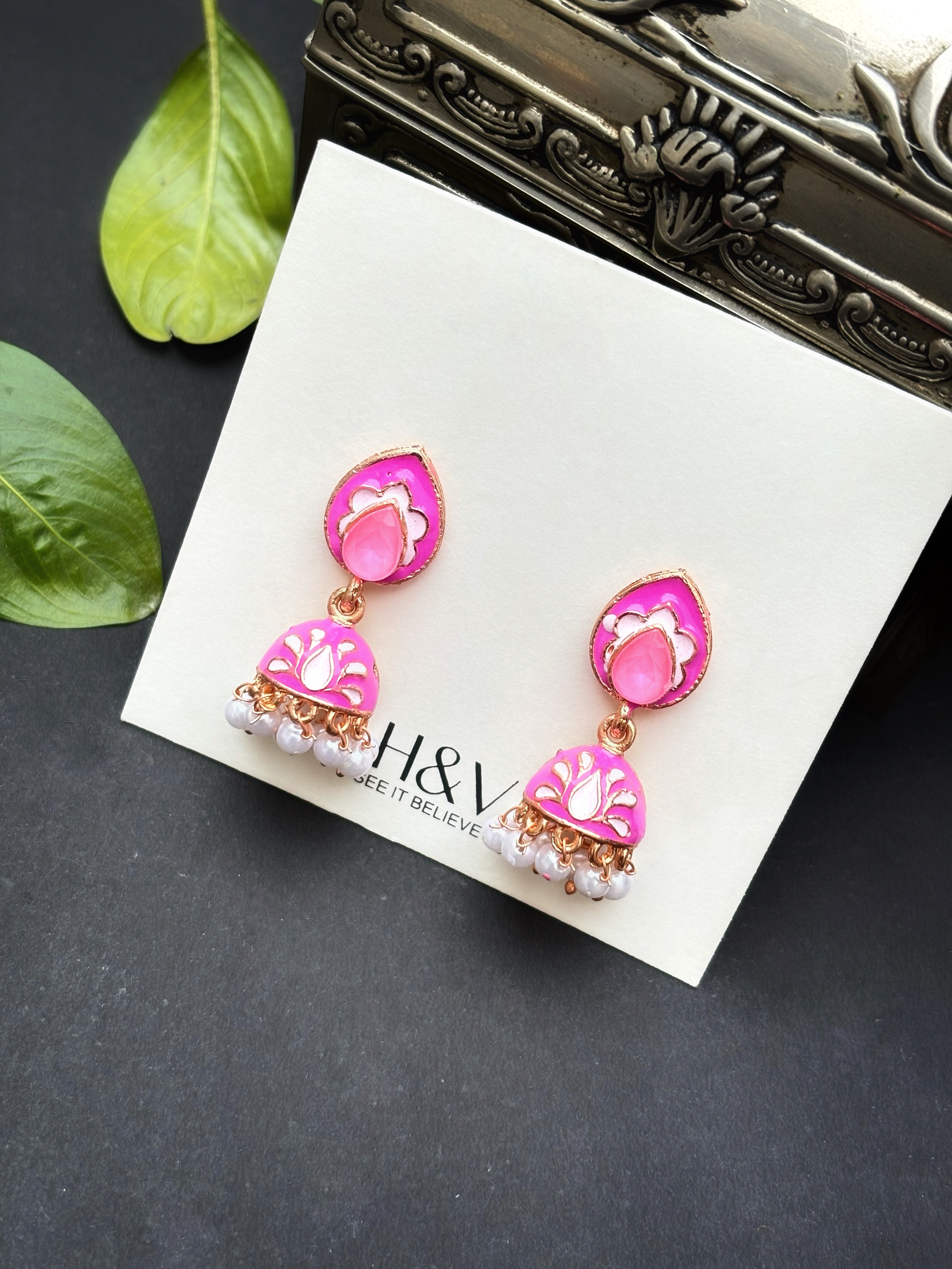 Pink Pearl Drop Earrings