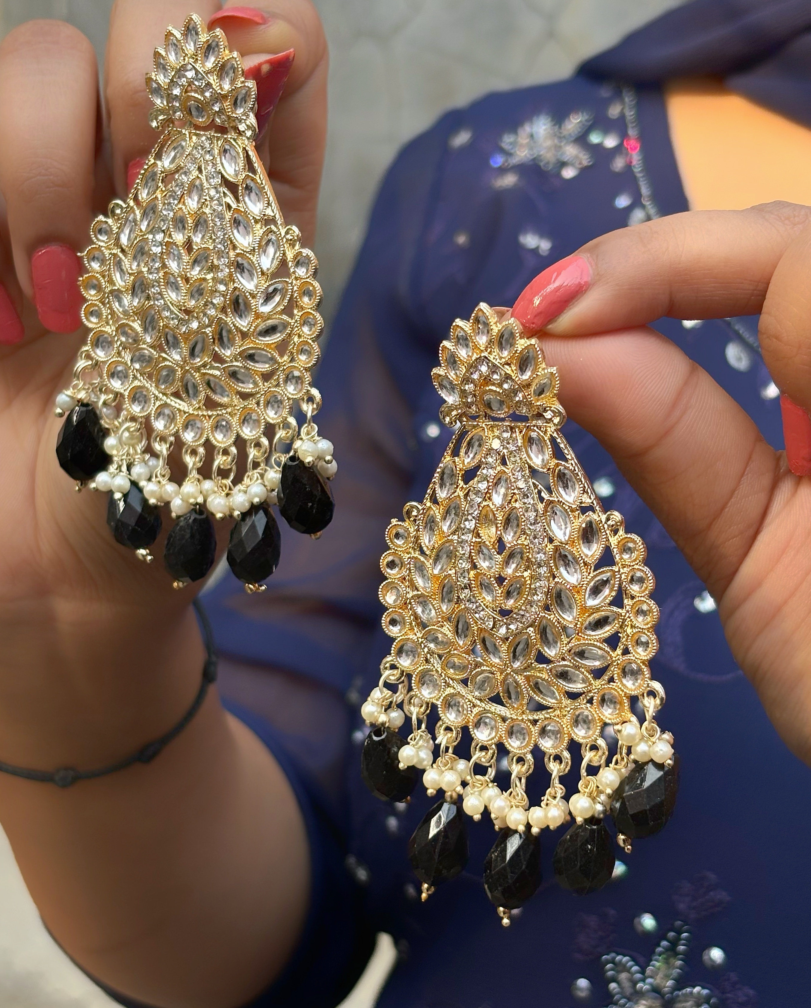 Traditional Crystal Chandbali Earrings