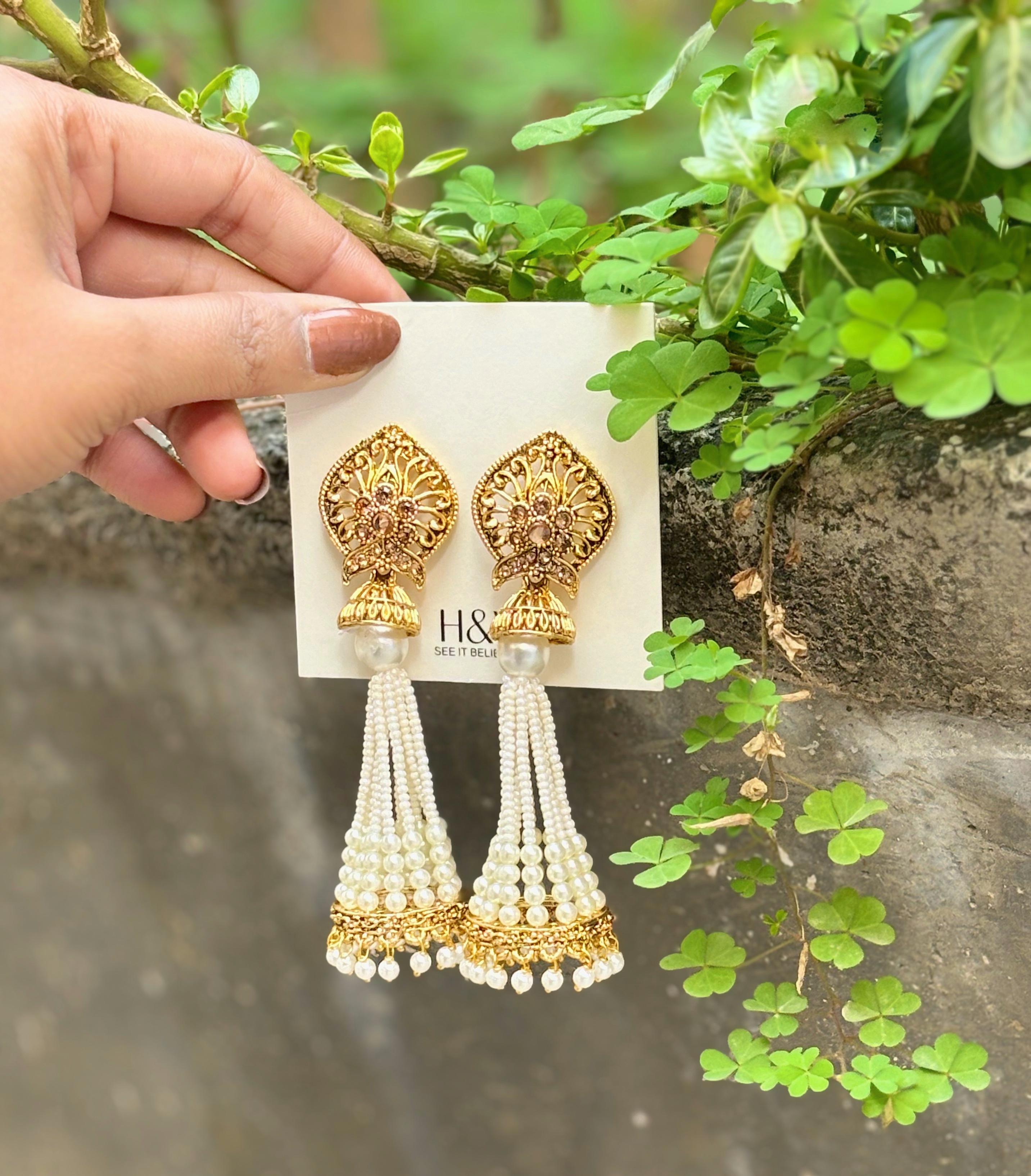 Traditional Pearl Tassel Earrings