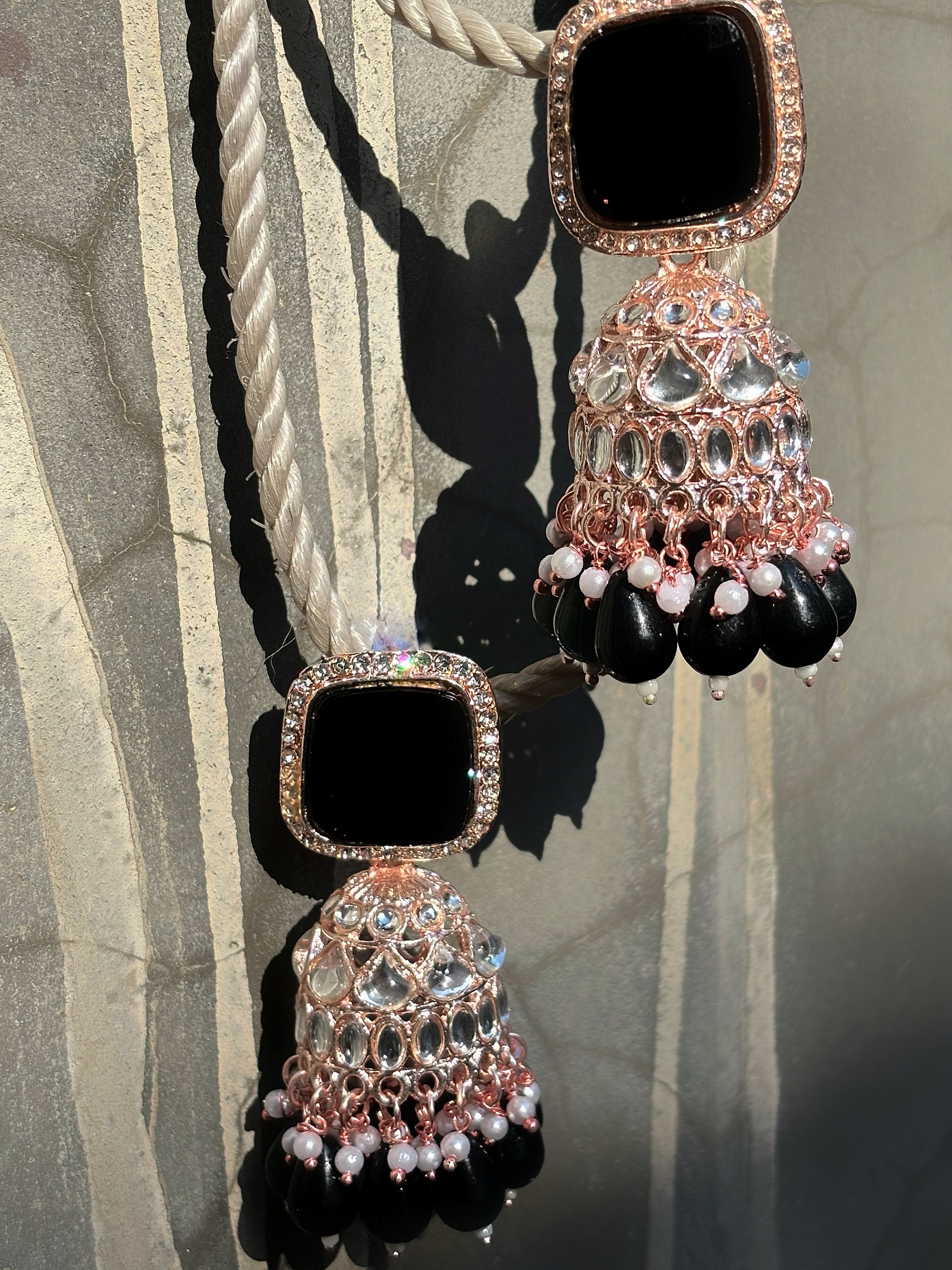Black and Silver Jhumka Earrings