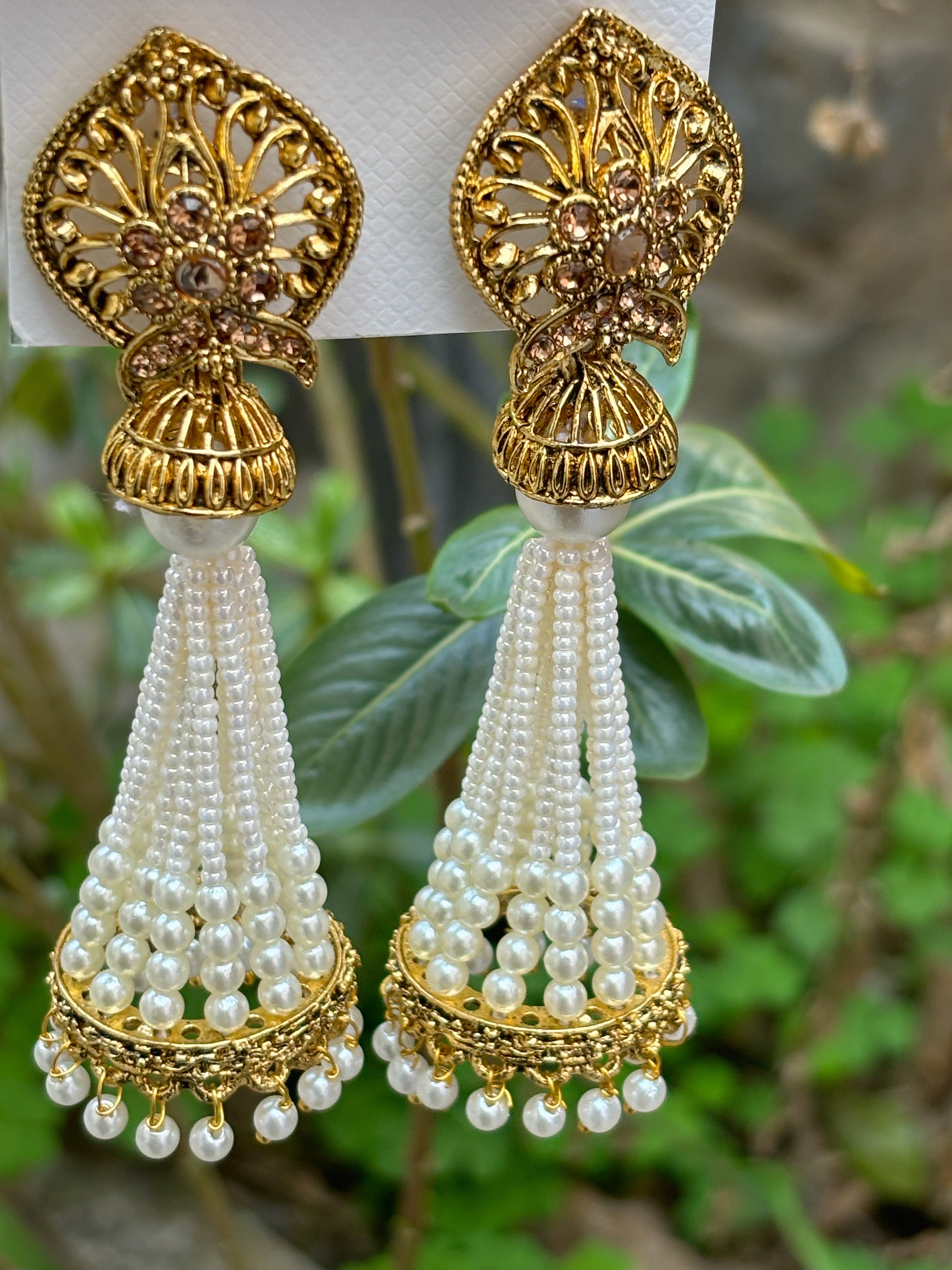 Traditional Pearl Tassel Earrings