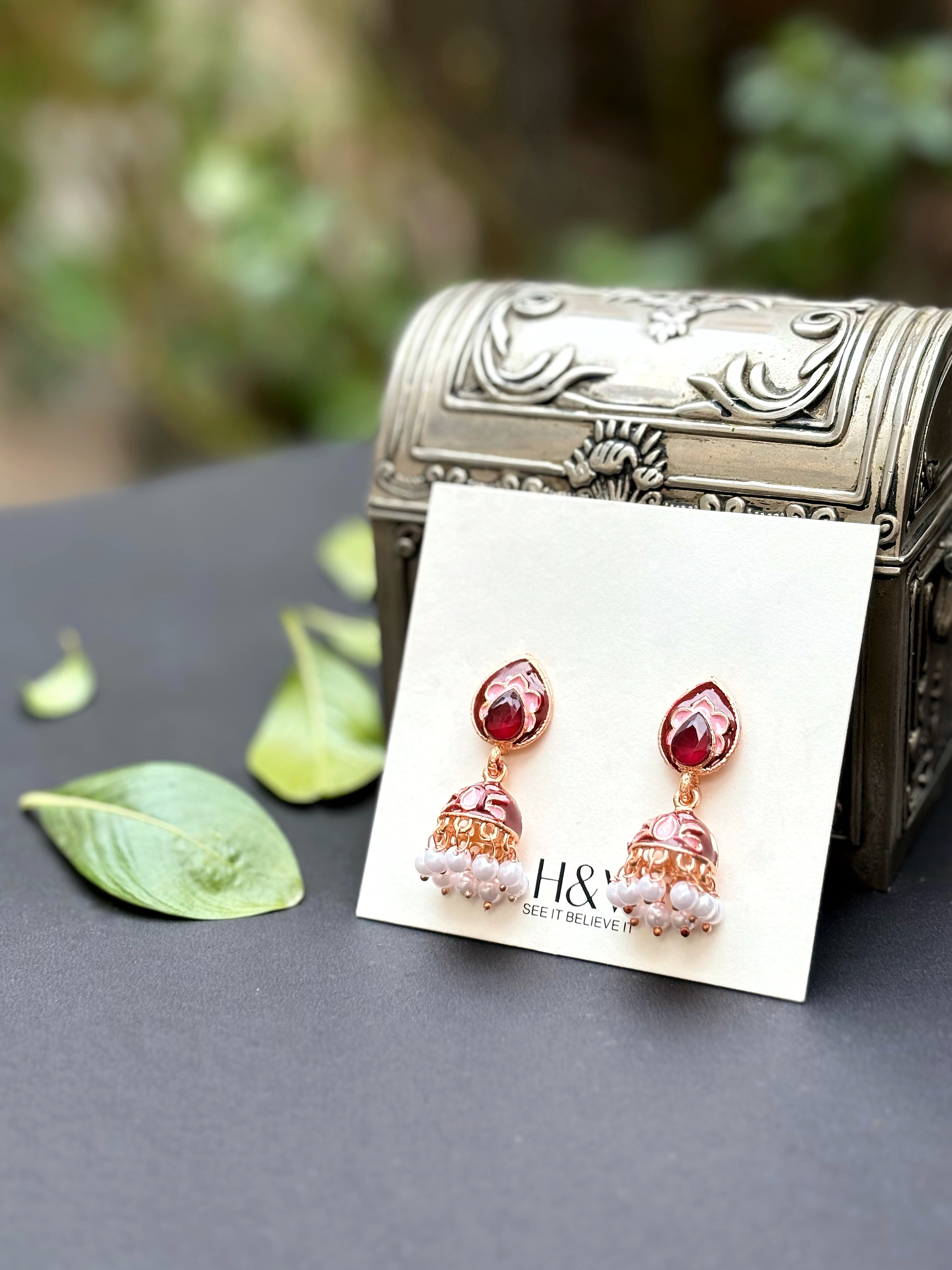 Red and Gold Chandbali Earrings