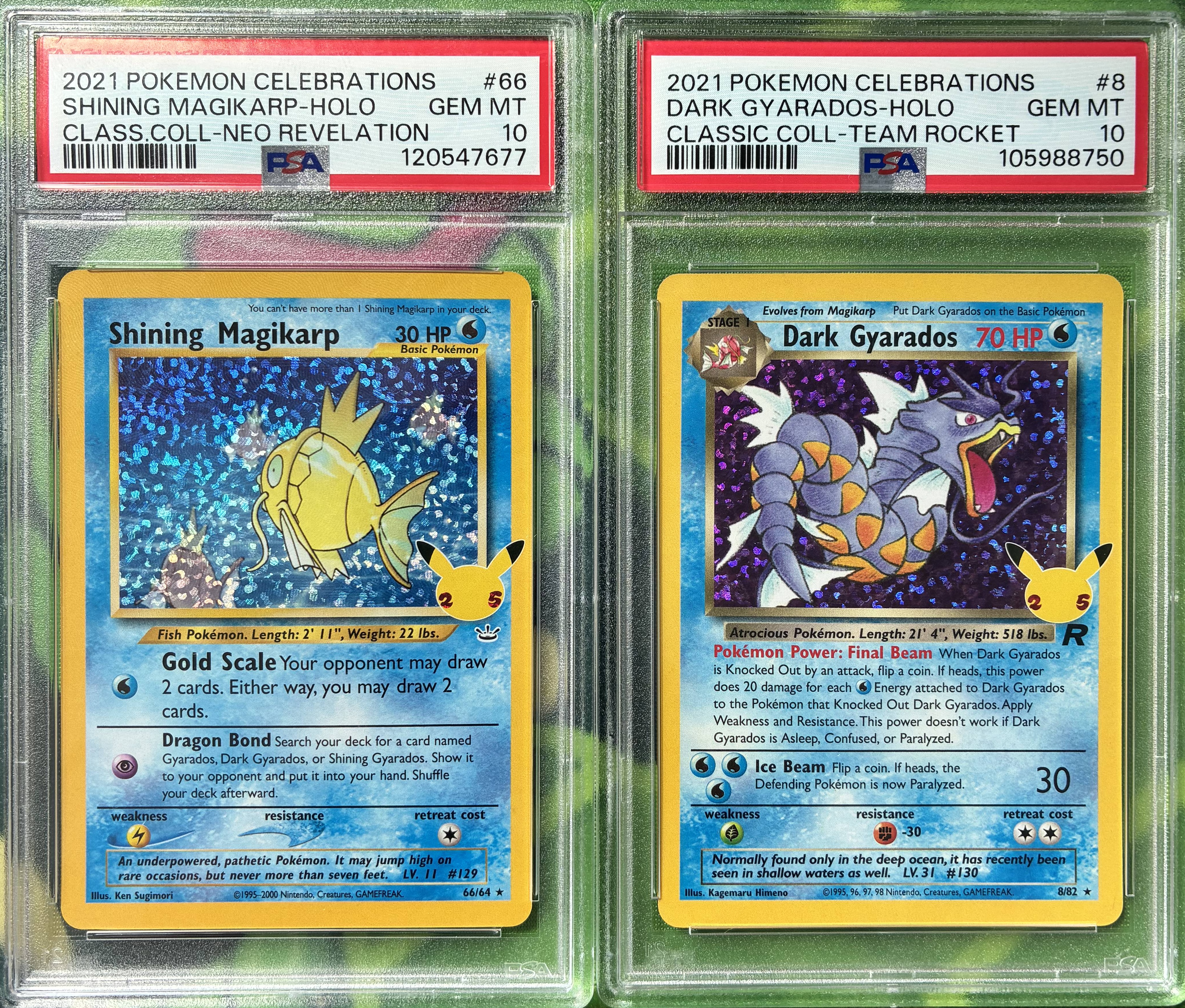  Pokémon Celebrations Shining Magikarp & Dark Gyarados Holo GEM MT 10