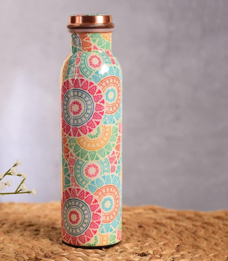 Mandala Copper Water Bottle