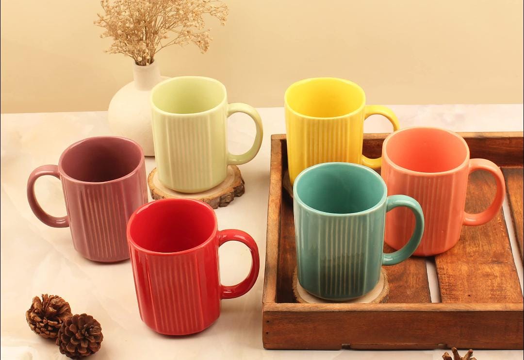 Colorful Ceramic Coffee Mugs Set (Pack of 6)