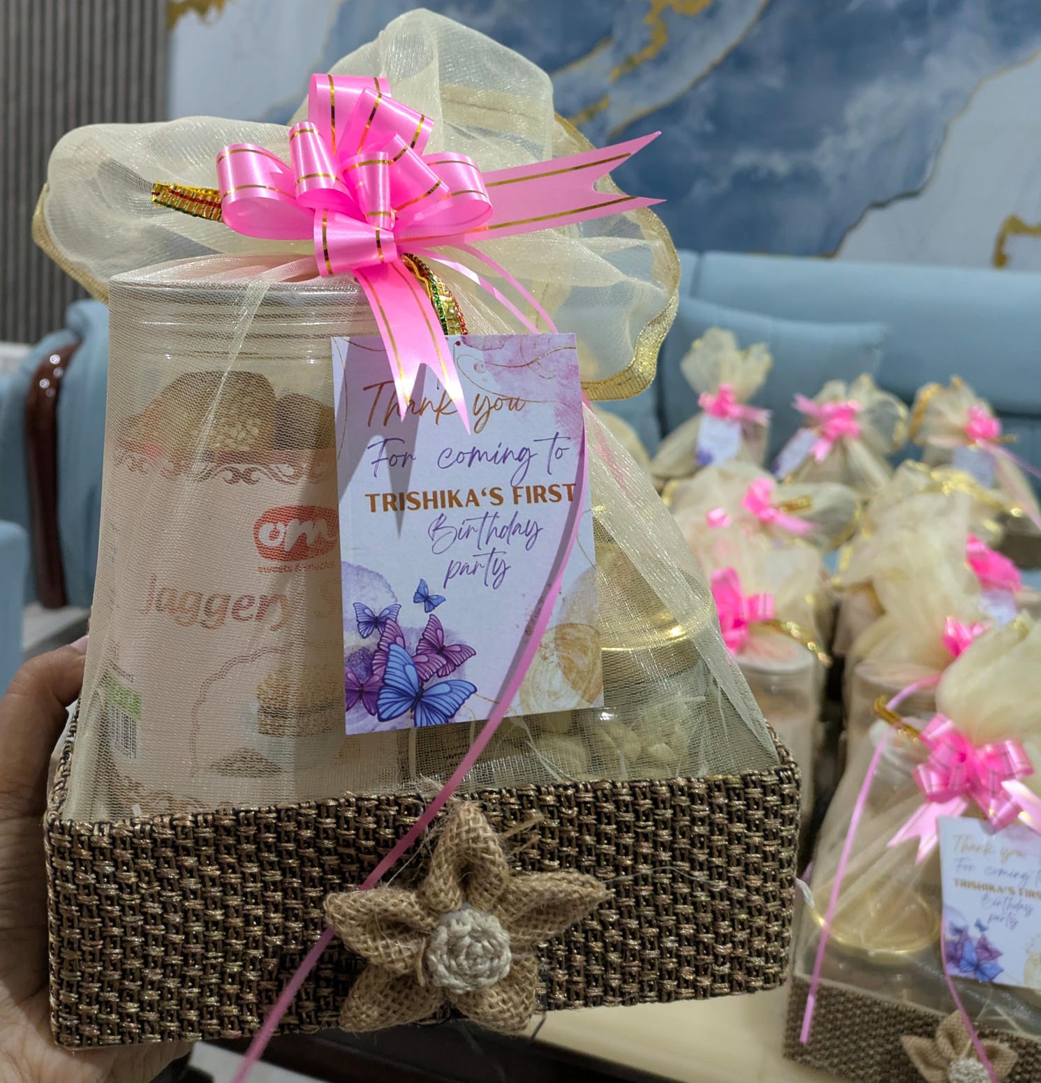 Elegant Gift Hamper with Pink Decoration