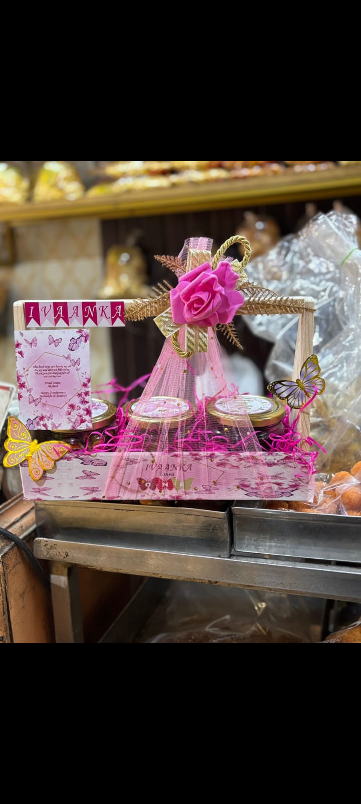 Elegant Gift Hamper with Pink Decoration