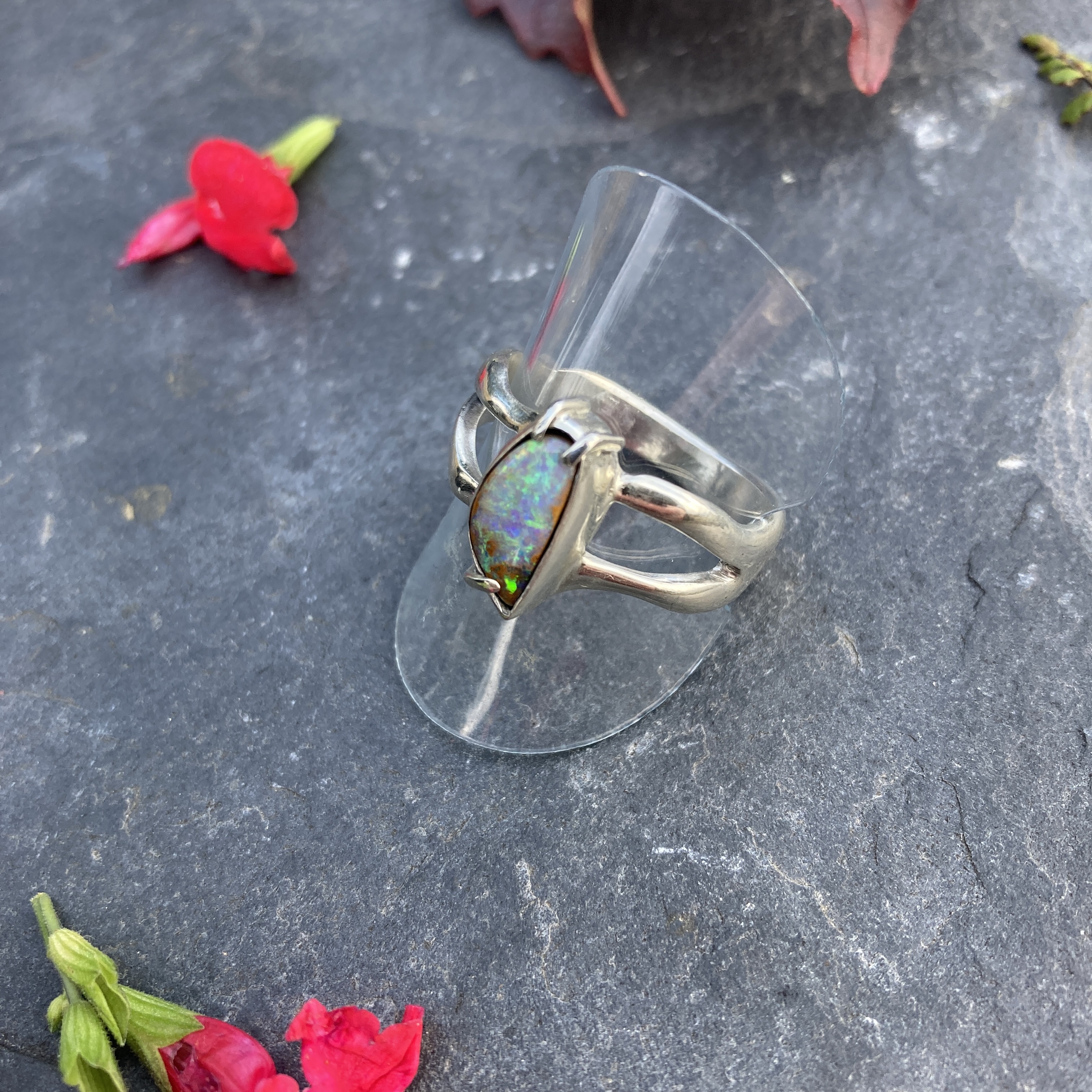 Bague argent opale boulder