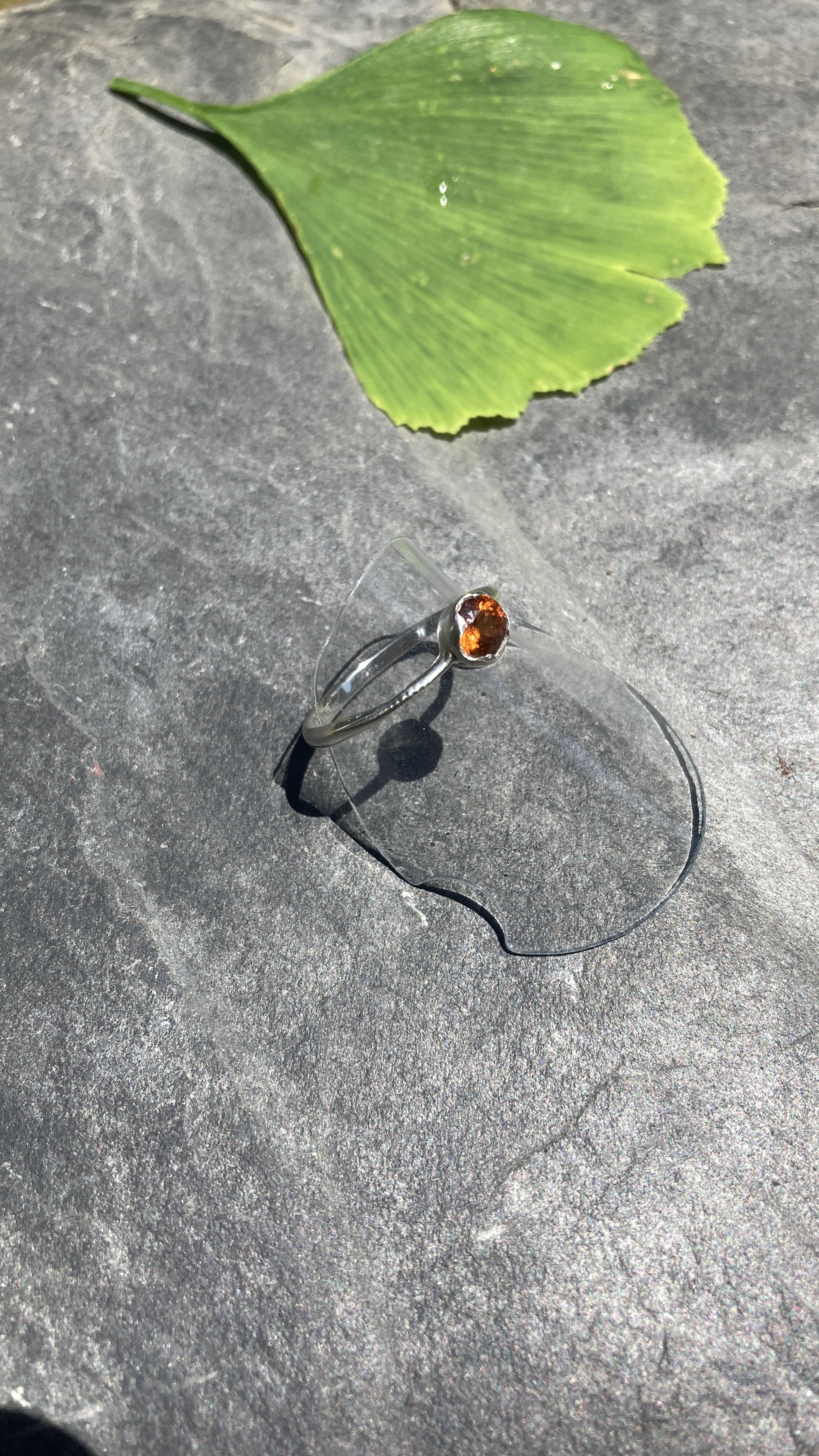 bague argent grenat spessartite