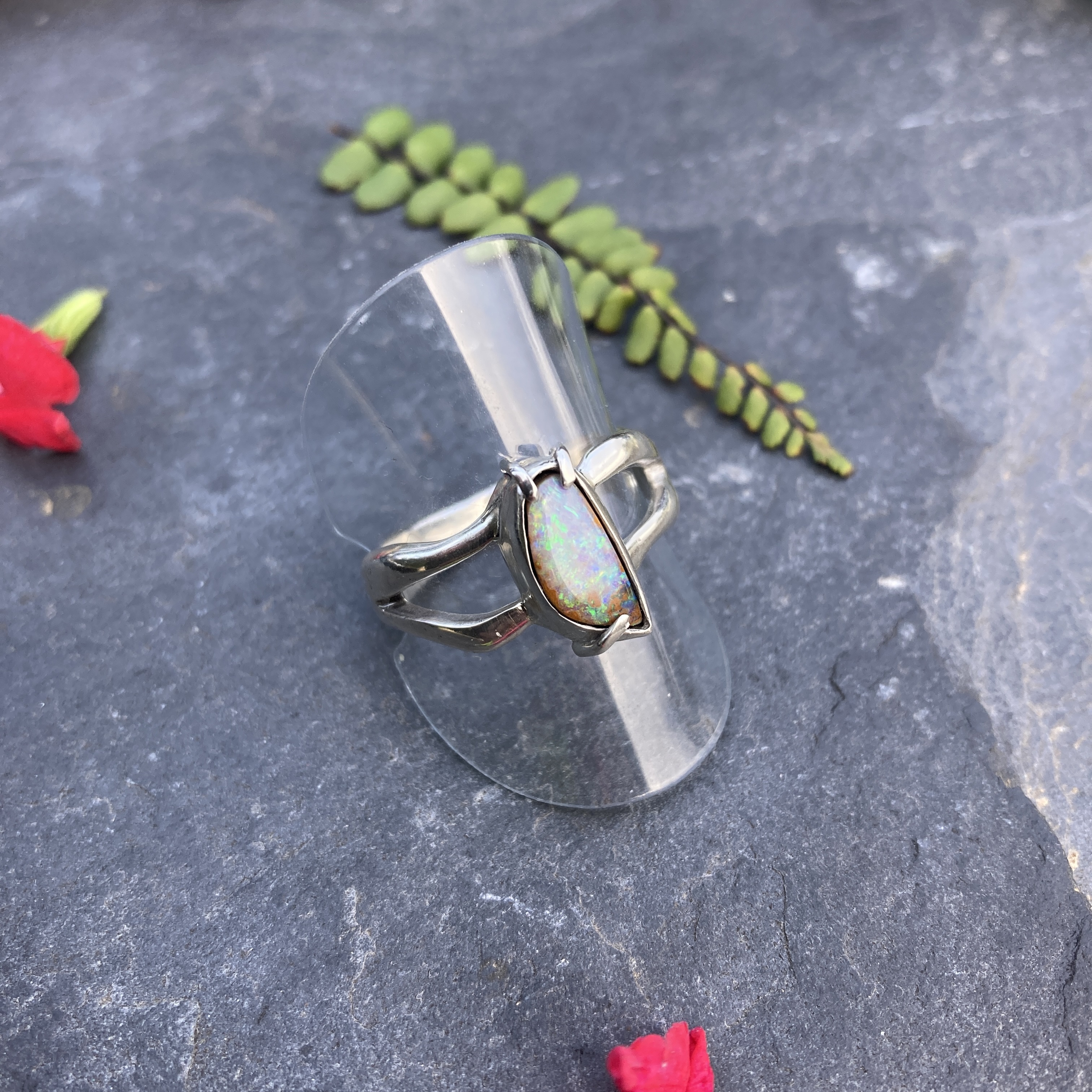 Bague argent opale boulder