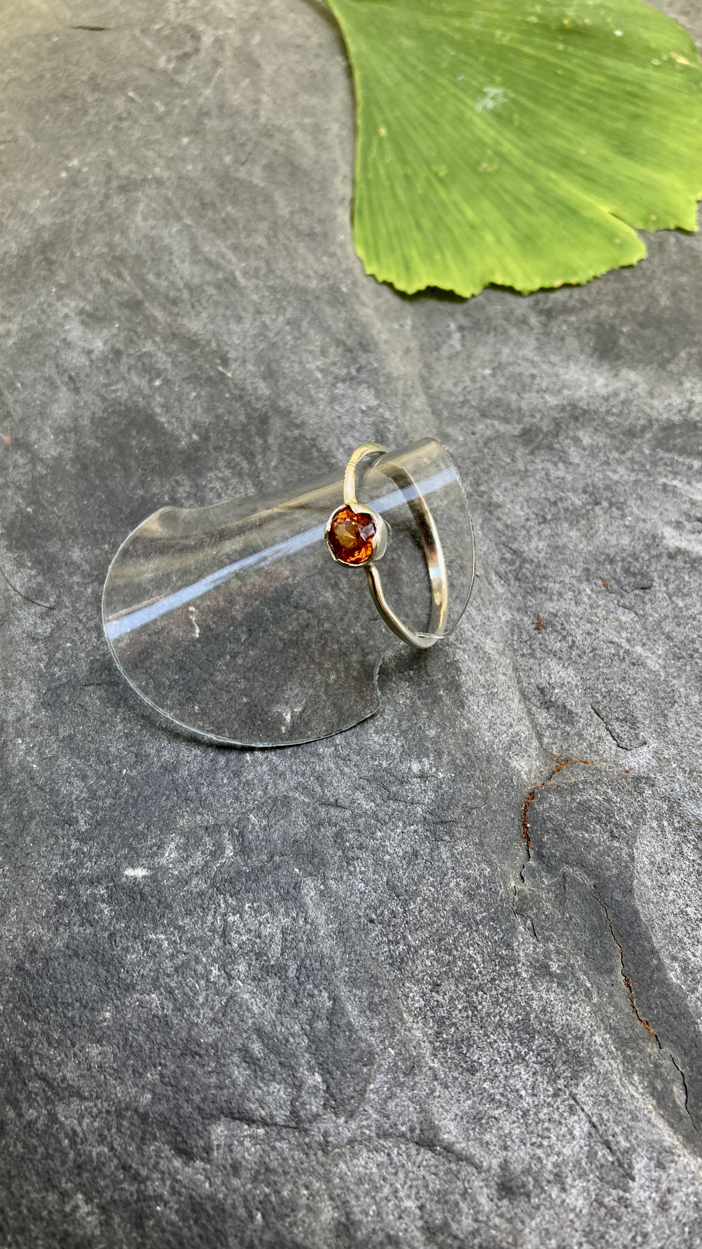 bague argent grenat spessartite