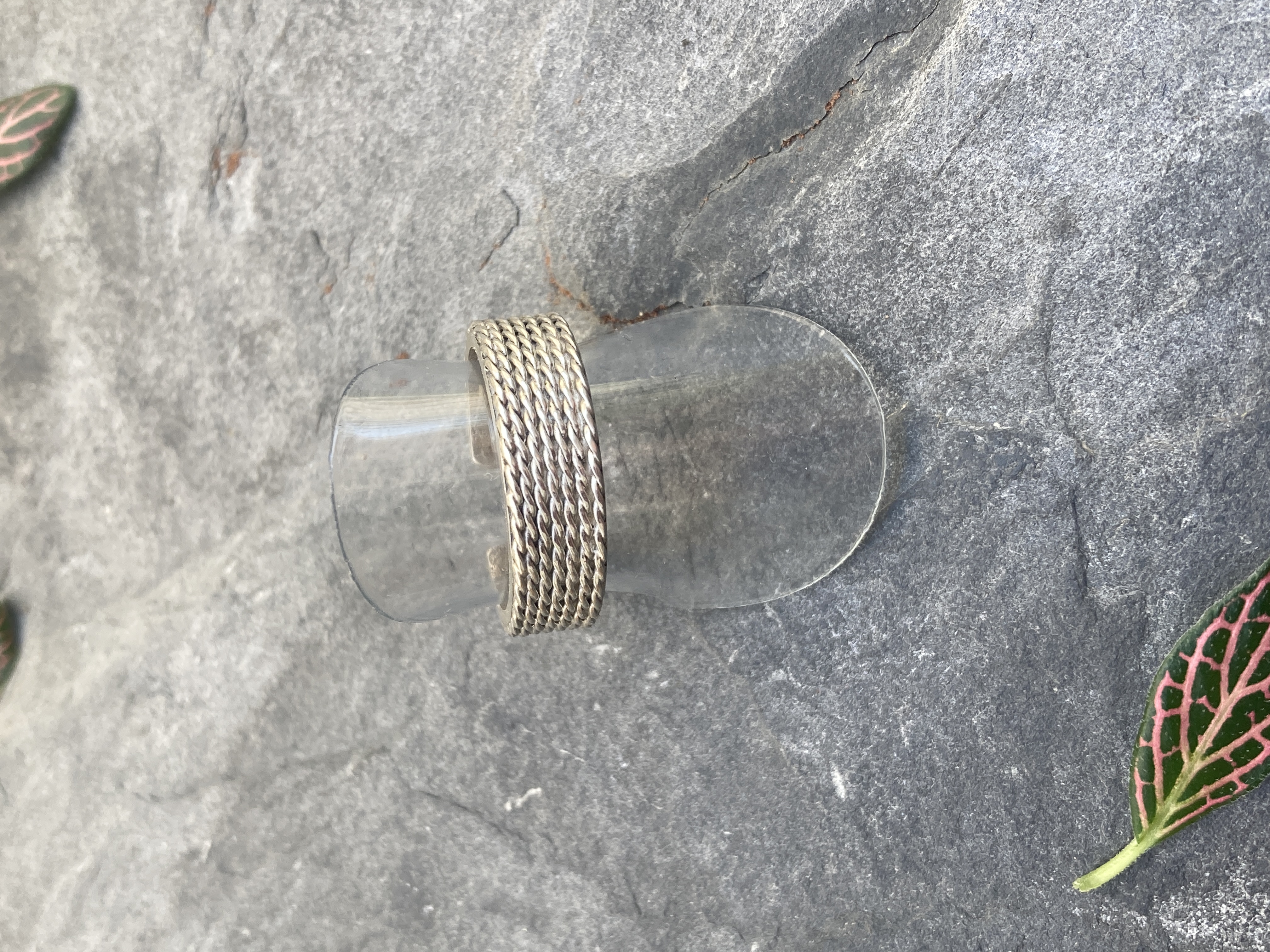 Bague tressée en argent massif