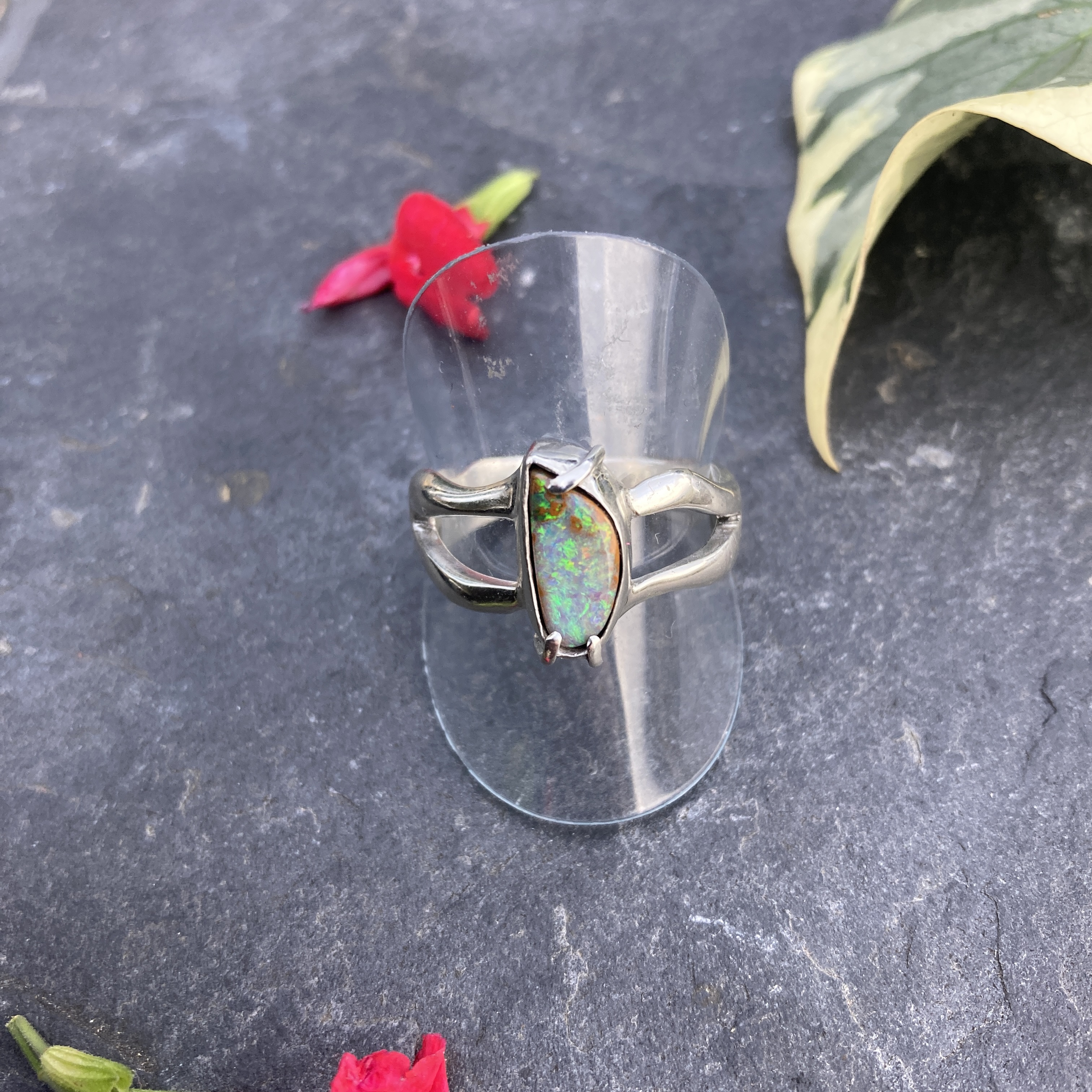 Bague argent opale boulder