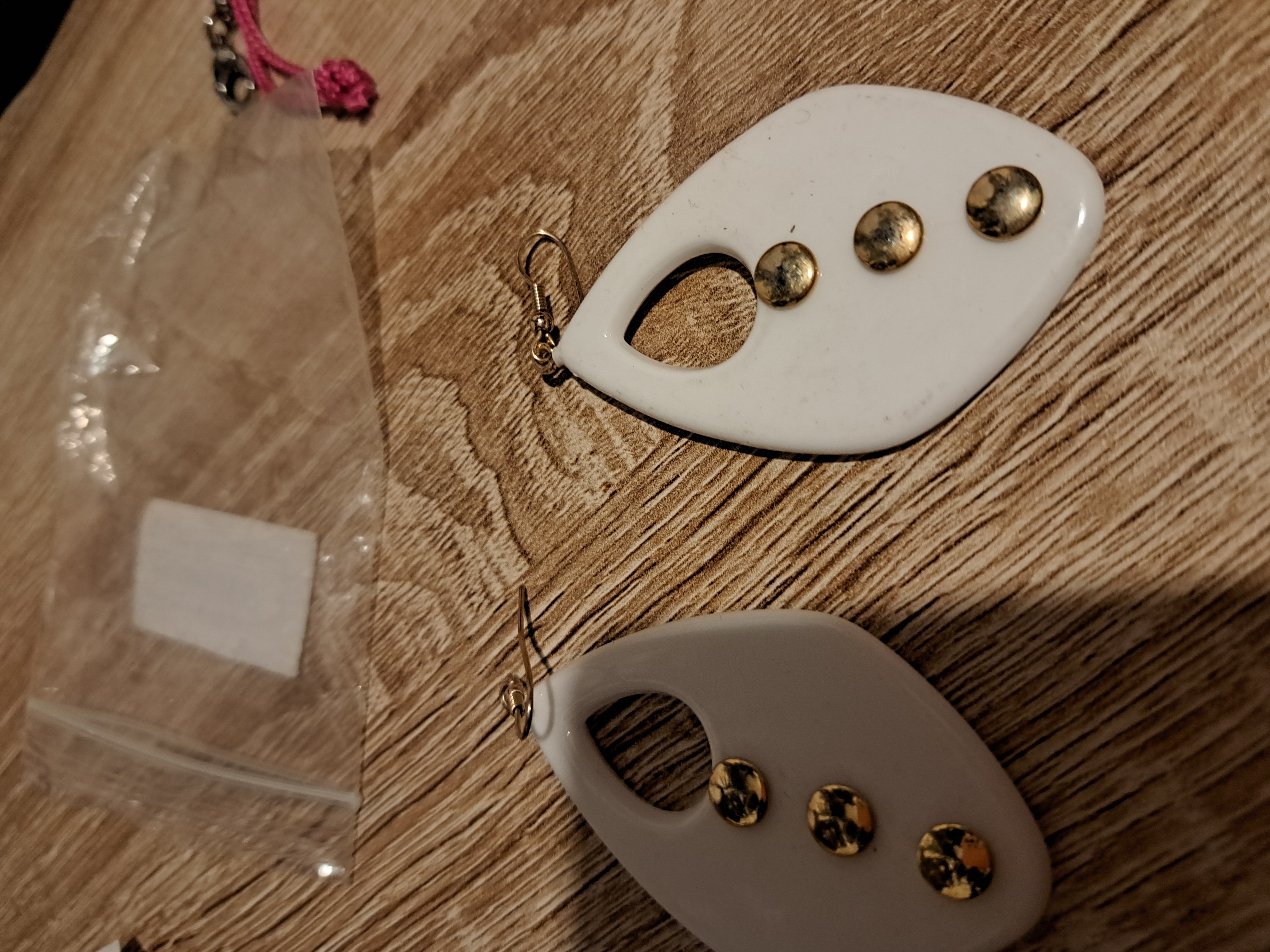 White Geometric Earrings