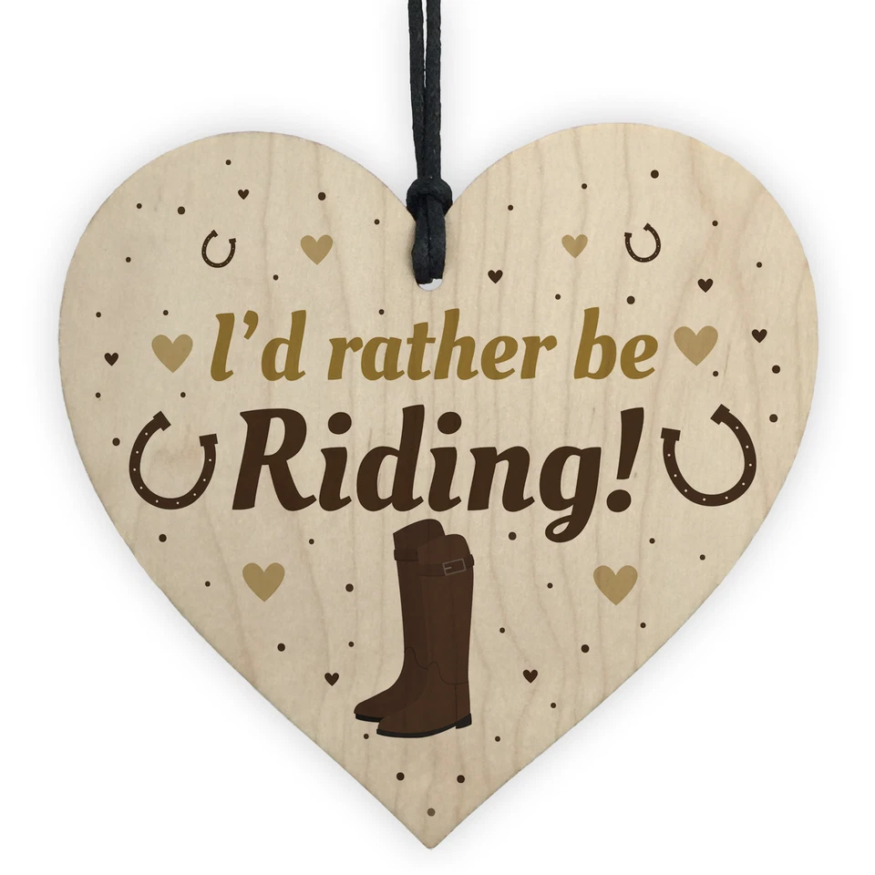 Heart-Shaped Equestrian Wooden Hanging Sign