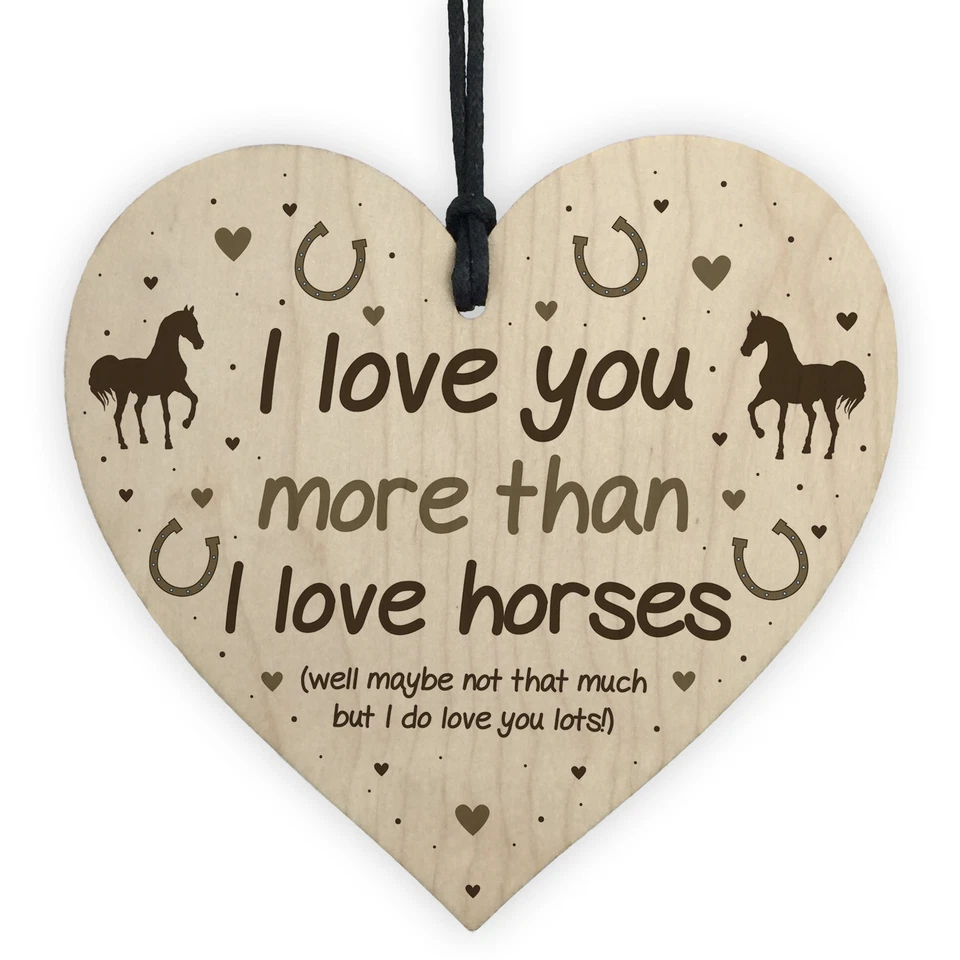 Horse Lover Heart-Shaped Wooden Plaque