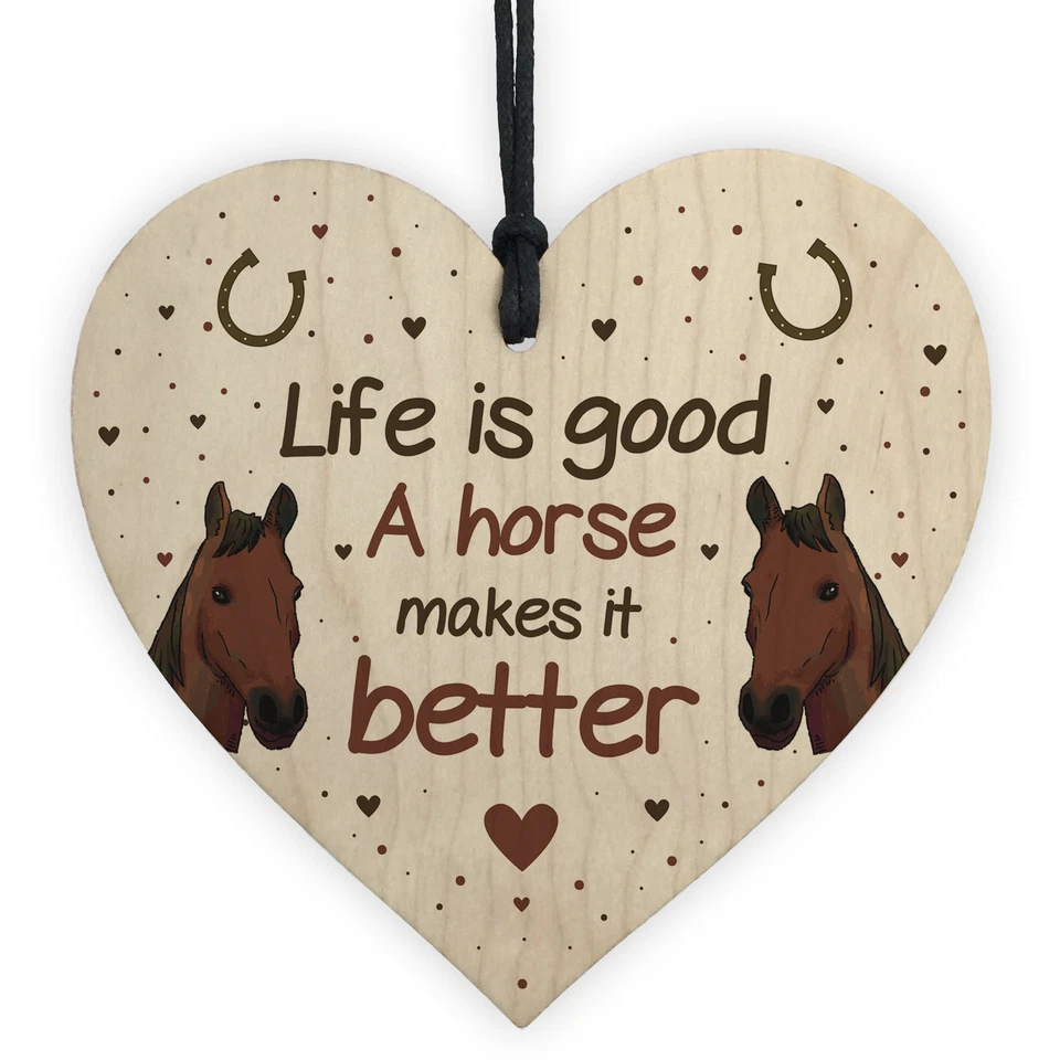 Wooden Heart Horse Plaque