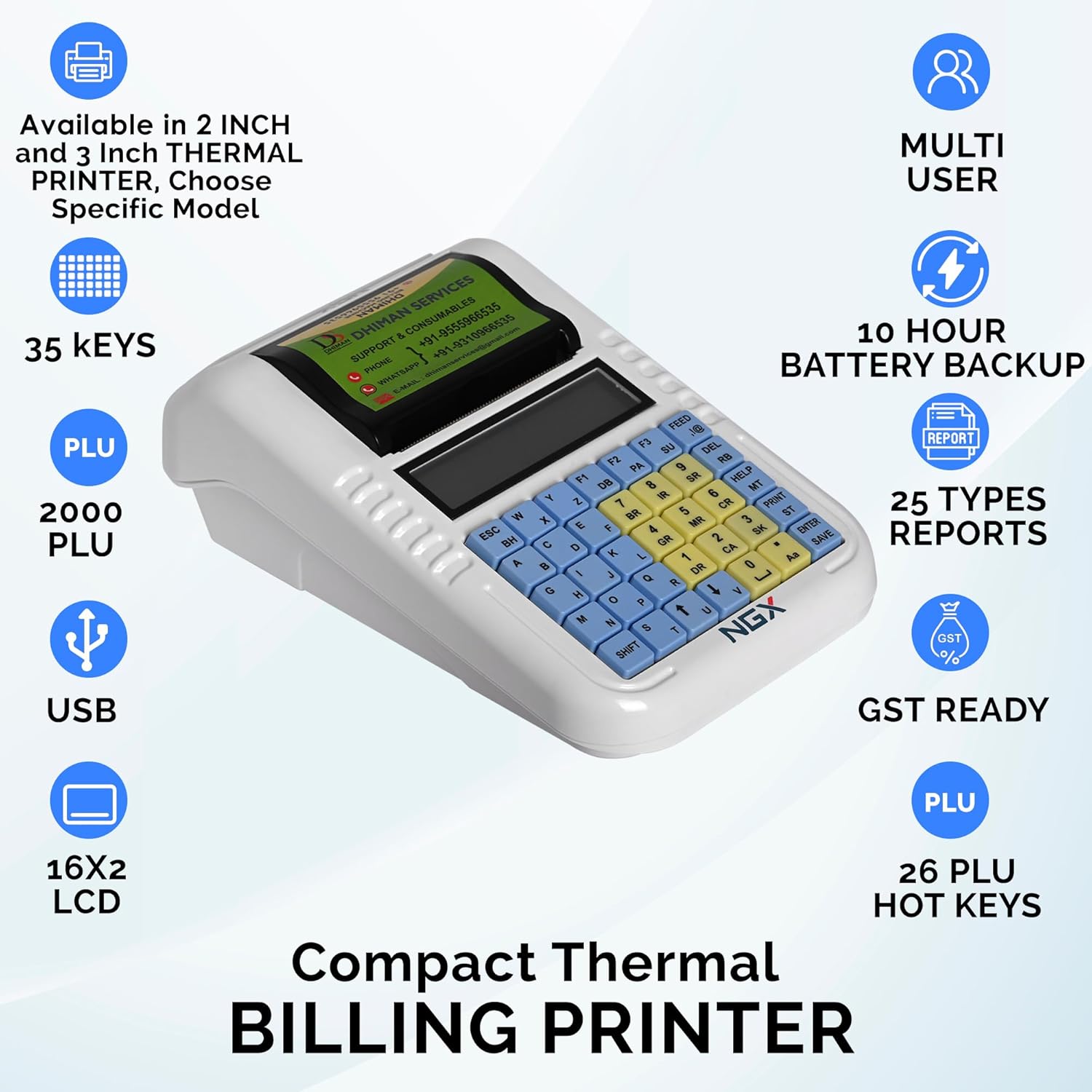 NGX Smart Pro SP93TB 3" Billing Machine - BIS Approved, Wireless, GST Ready, High-Speed Thermal Printer